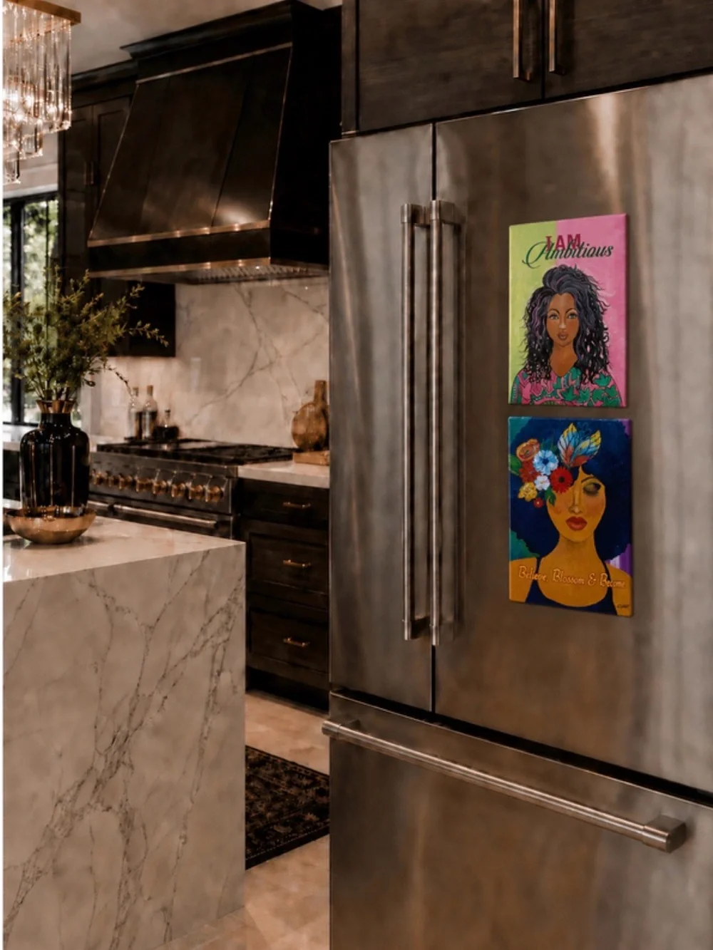 MAGNETS: Colorful Inspirational Magnet Set w/Afrocentric Designs, EUC